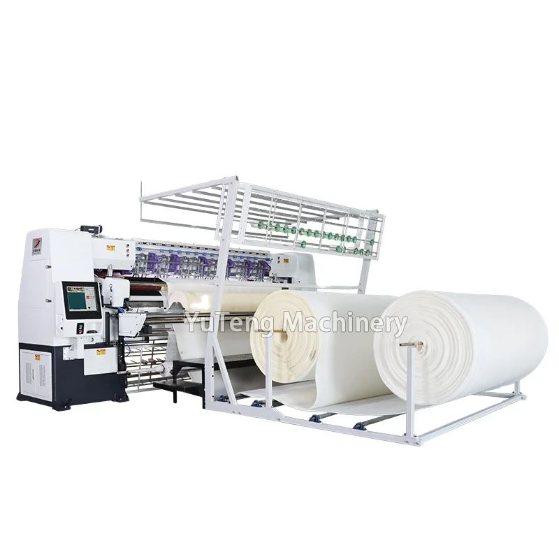 自動コンピュータキルティングマシン、キルティング幅2450mm、速度100-1000 RPM、最大厚さ8cm